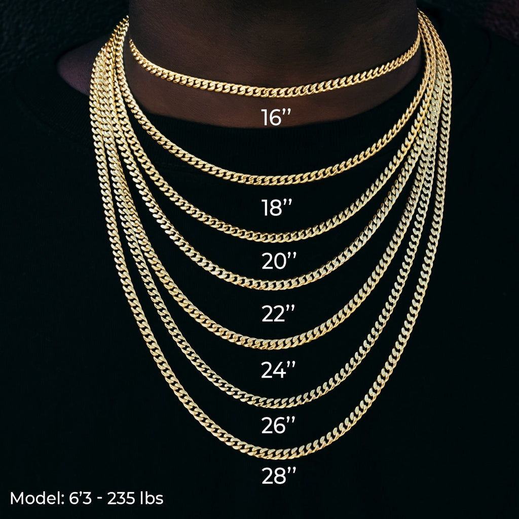 Iced Plain Multi Size Ball Chain in Yellow Gold